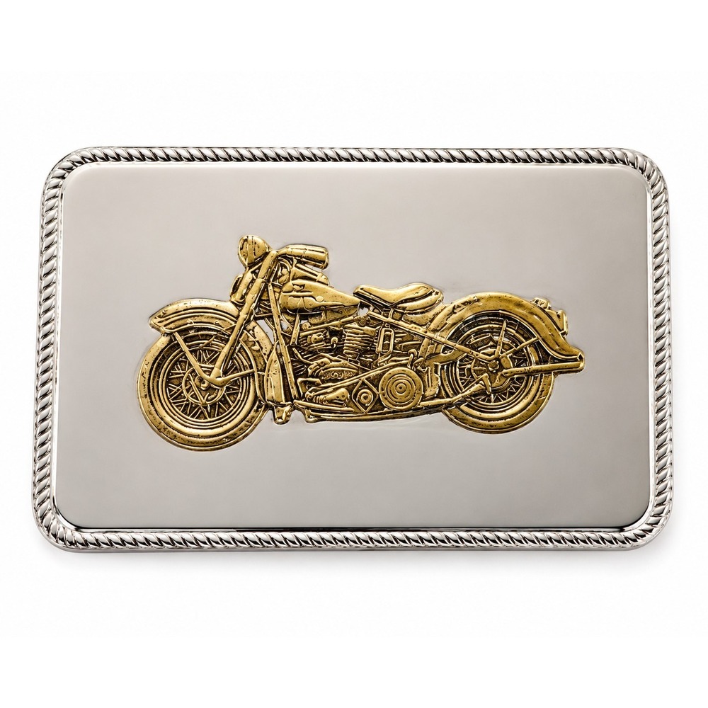 V-Twin‎ 1948 Panhead Motorcycle Belt Buckle Gold Silver Tone Biker Collectible